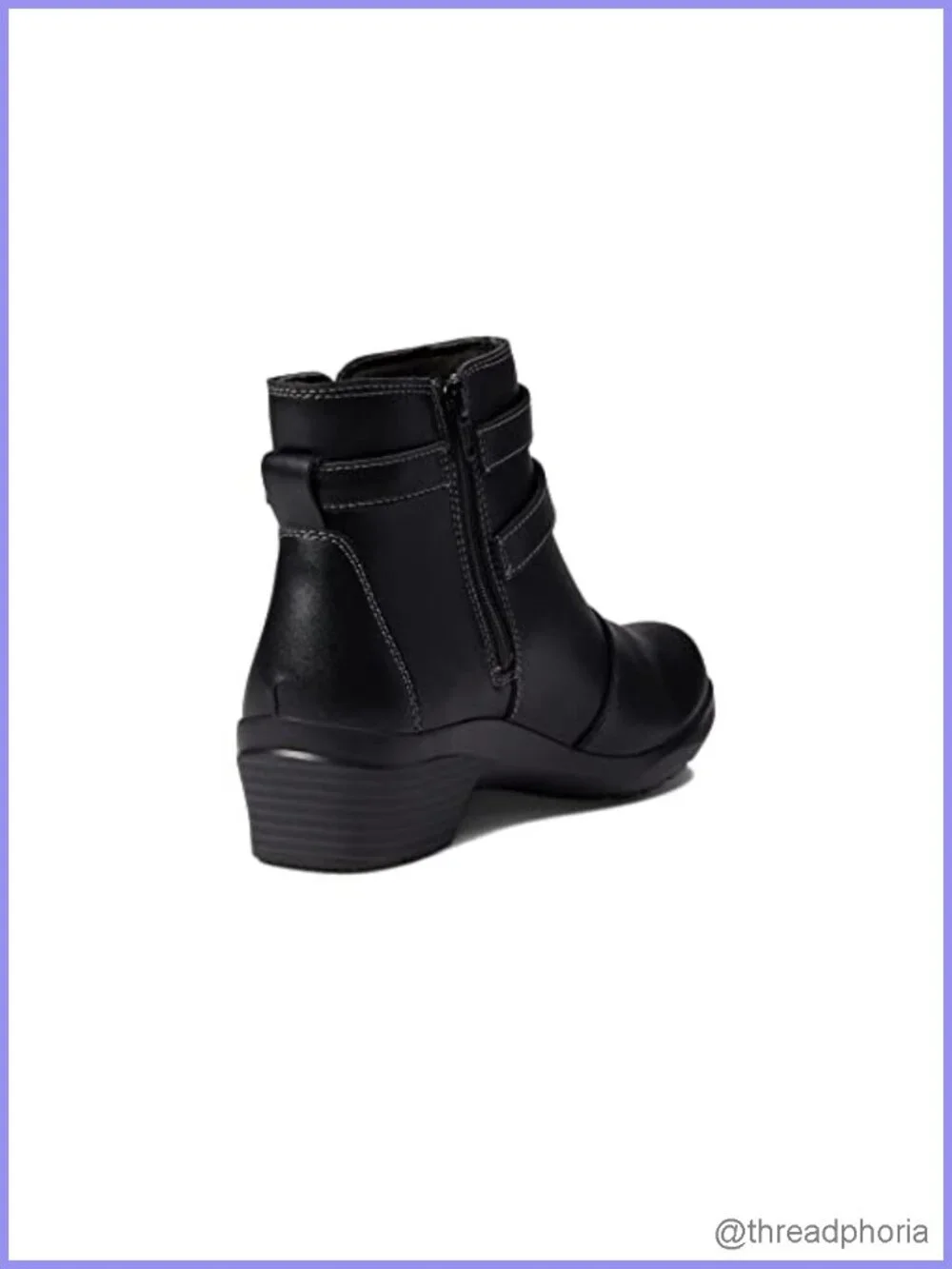 Leather Ankle Boot Chelsea Block Heel Almond Toe Zip